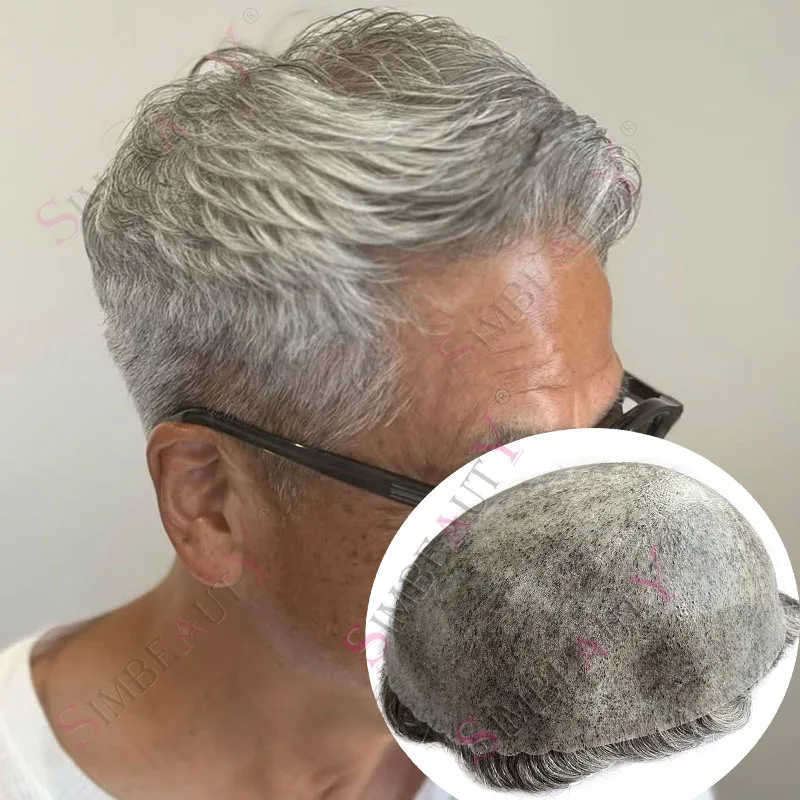 

Необнаружимый супер прочный парик для стариков с натуральной линией волос 1B50 1B80 1B65 Серый Белый Блондин Человеческие волосы Мужчина HD Поли Кожа ПУ Система