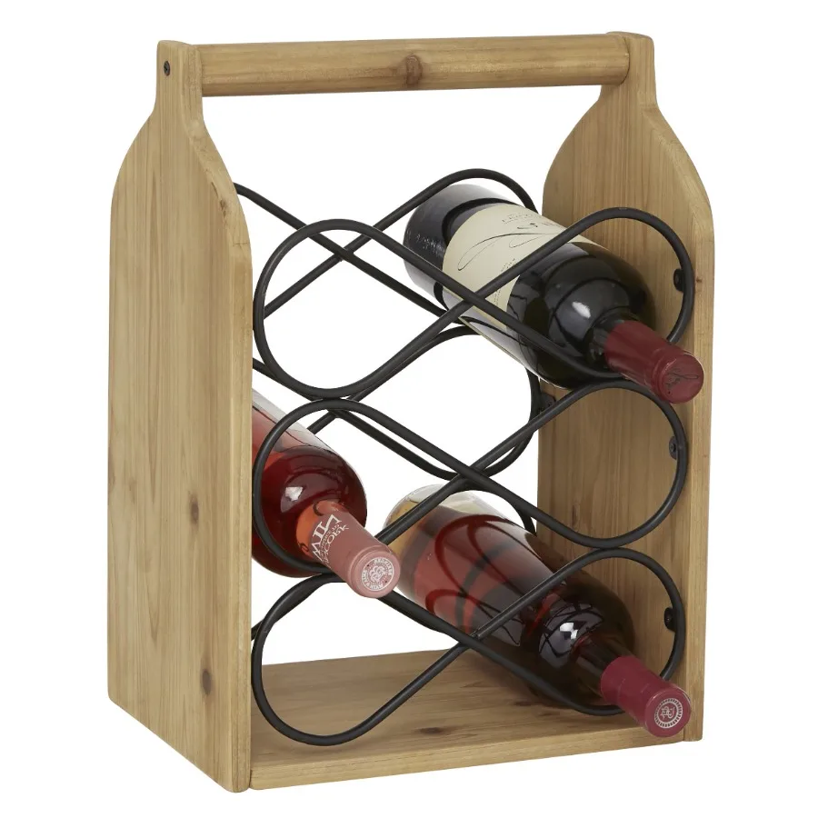 

15 x 11 Brown Wood Rustic Wine Holder for Home Bar Decor Sturdy Wooden Design with Natural Grain Finish Perfect for Wine Bottle