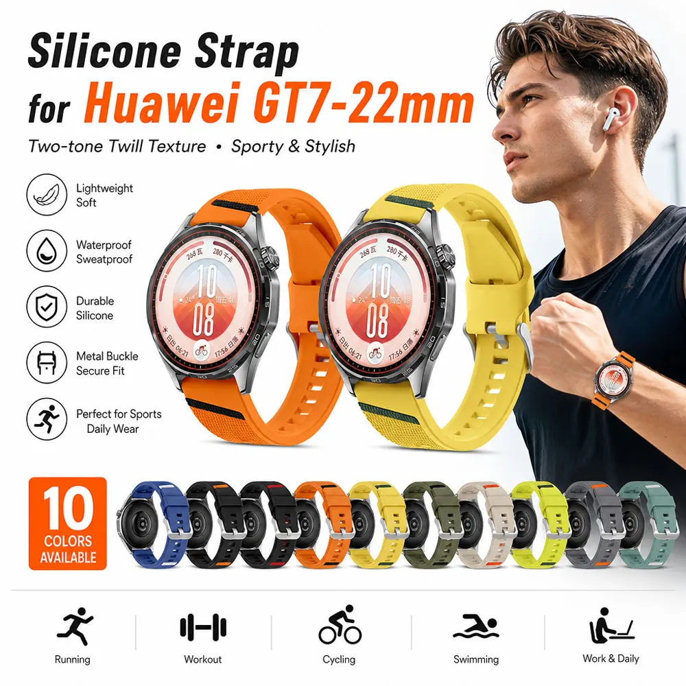 Soft Silicone Strap for Huawei Watch GT7 46mm Band Replacement Wristband Quick Release Waterproof for Huawei GT7 46mm Sports Use
