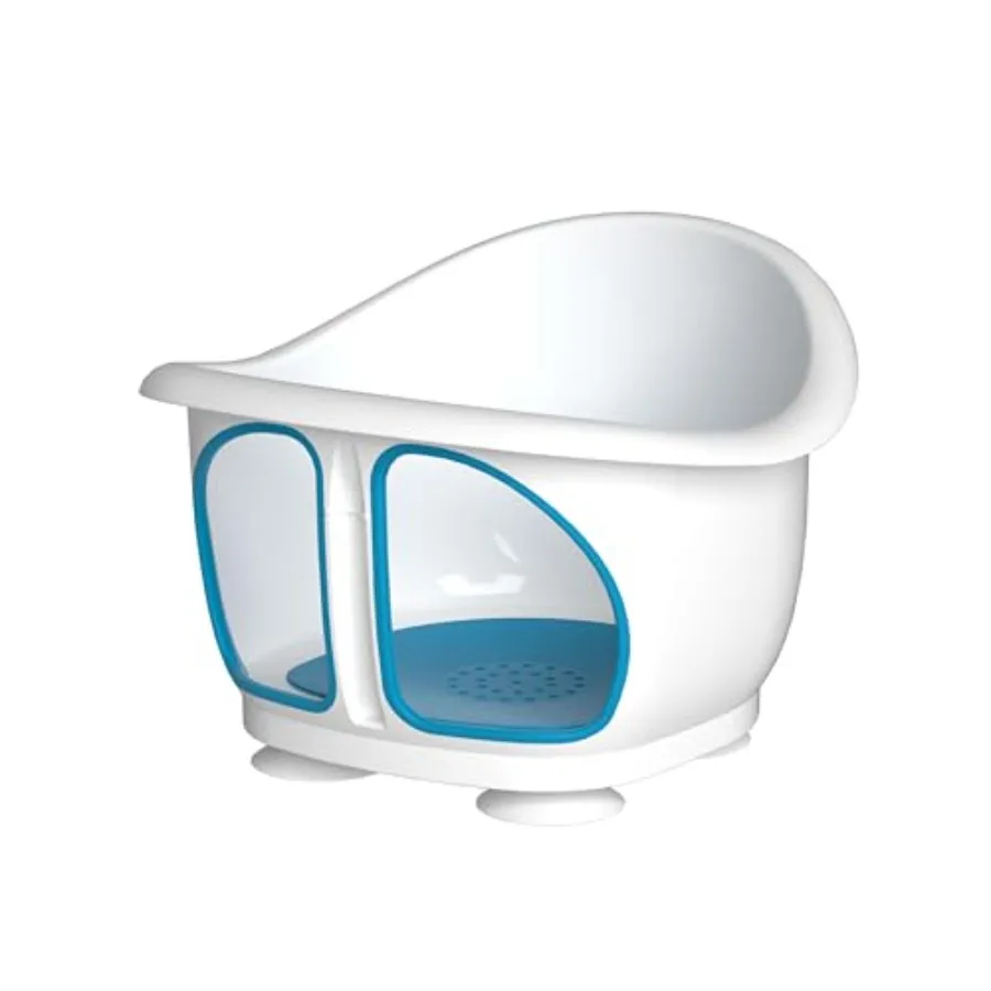 

Детское сиденье для купания для детей 6-12 месяцев с нескользящими присосками, стульчик для купания младенцев с быстросохнущей сеткой, сине-белый цвет