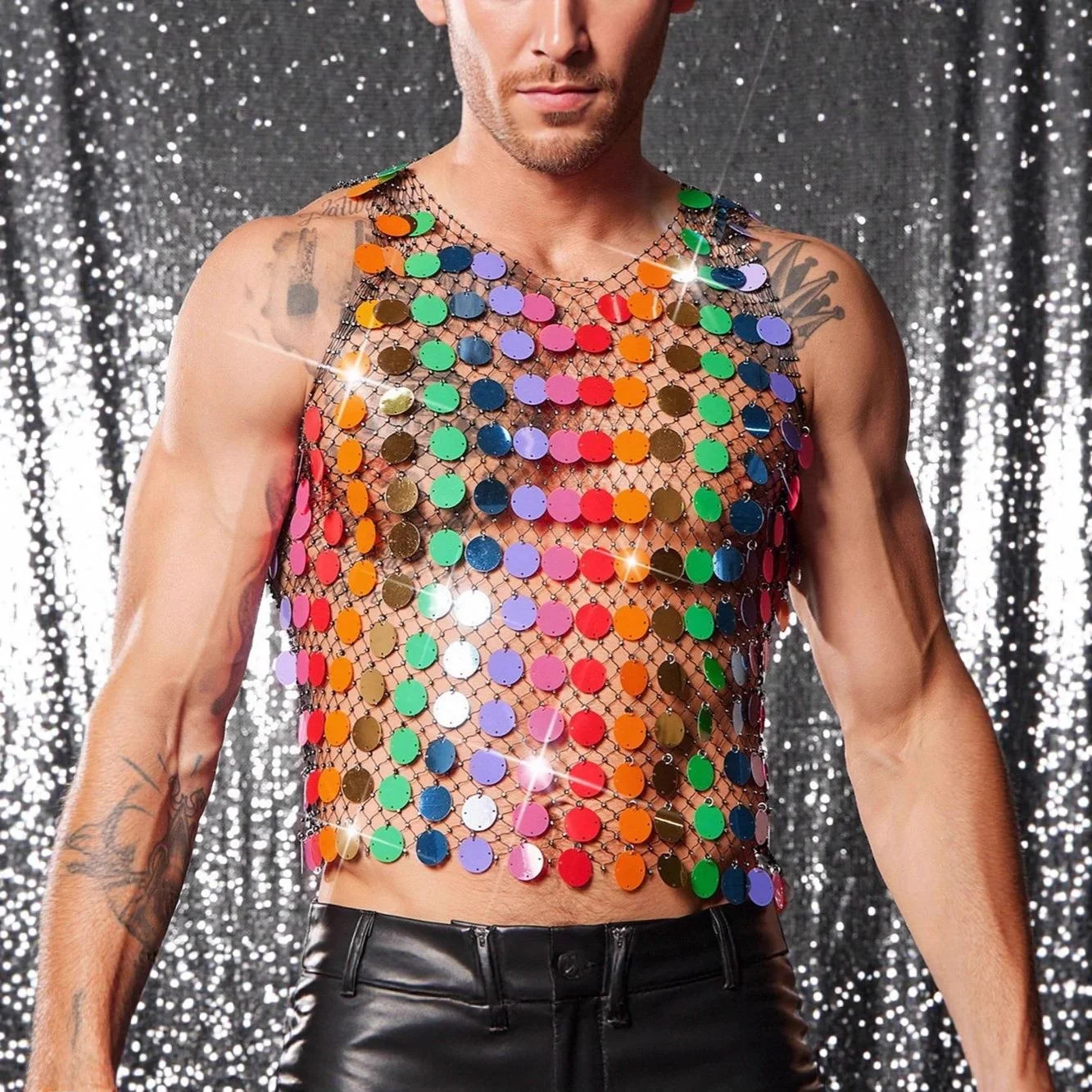 

Новая женская майка с вырезом из бисера, мужской жилет Me для ночного клуба, Faionable ort Sle, жилет трапециевидной формы с узкими бретелями