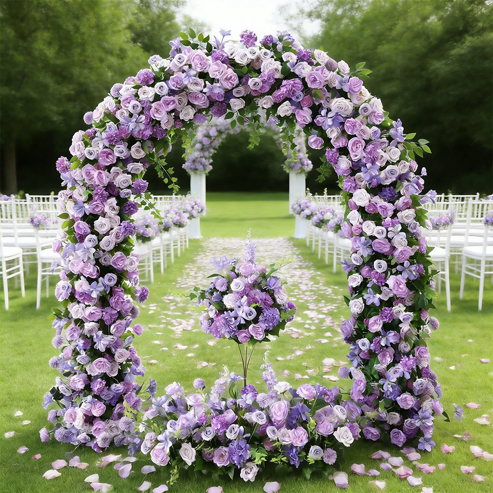 

Роскошная фиолетовая искусственная роза с зелеными листьями для свадебного фона, арки, цветочной композиции, декорации для мероприятий, приветственный знак, реквизит для вечеринок