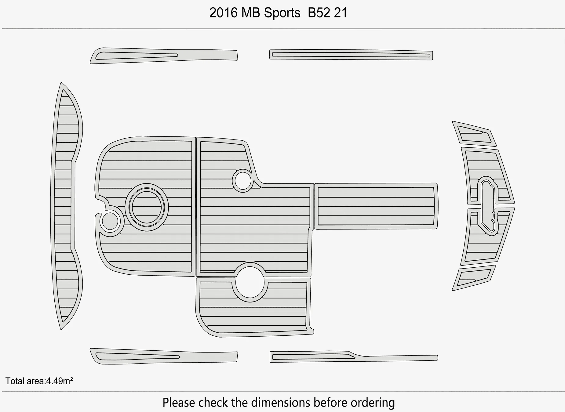 حصيرة غير قابلة للانزلاق من خشب الساج البحري الصناعي -2016-2017 MB B52 21 ذاتية اللصق 1/4 بوصة (6 مم) وسادة سطح القارب لقمرة القيادة والسطح #3