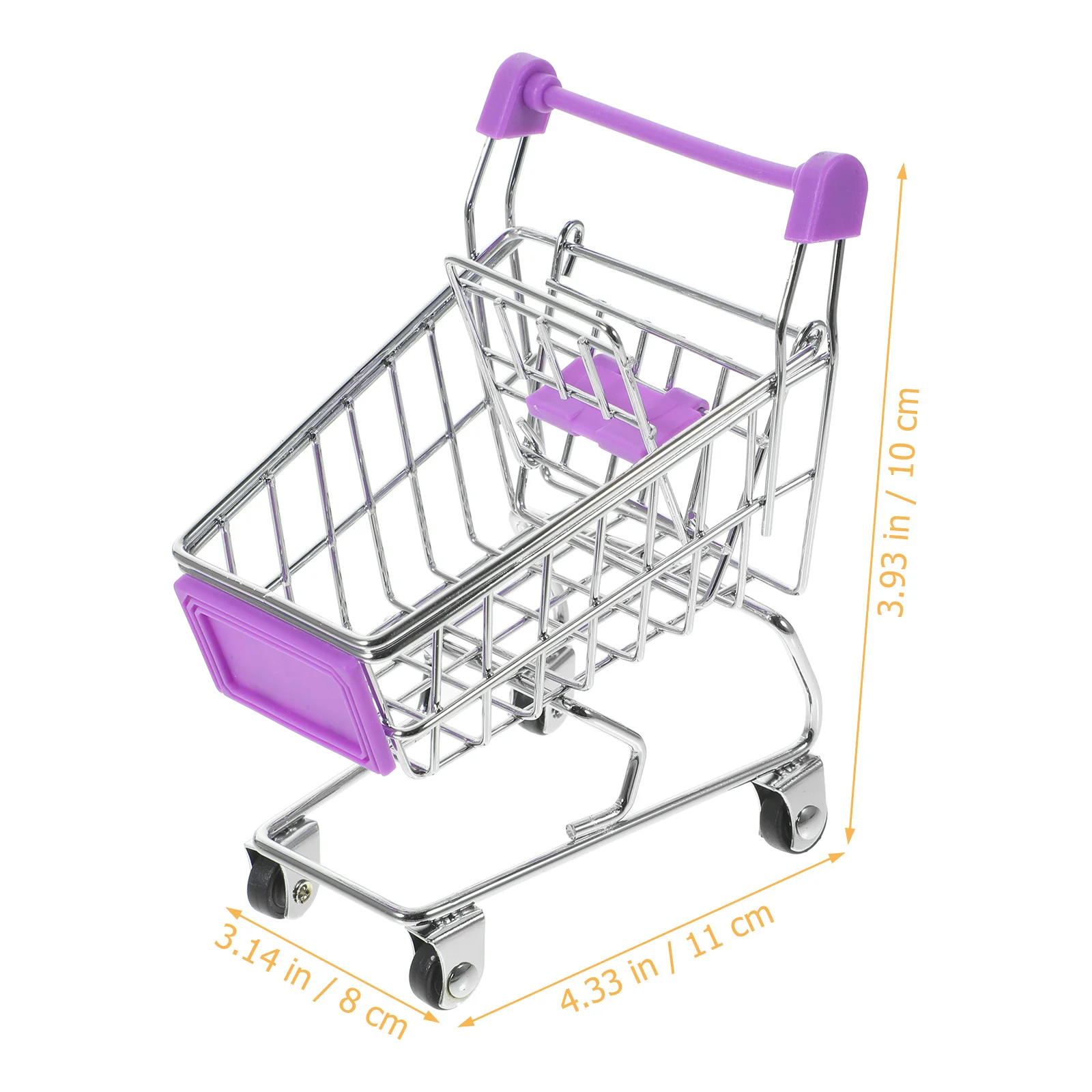 Mini cestino portaoggetti per carrello della spesa 11 * 7,5 * 11,5 cm Organizzatore in plastica metallica a colori casuali per tavolo decorativo da scrivania
