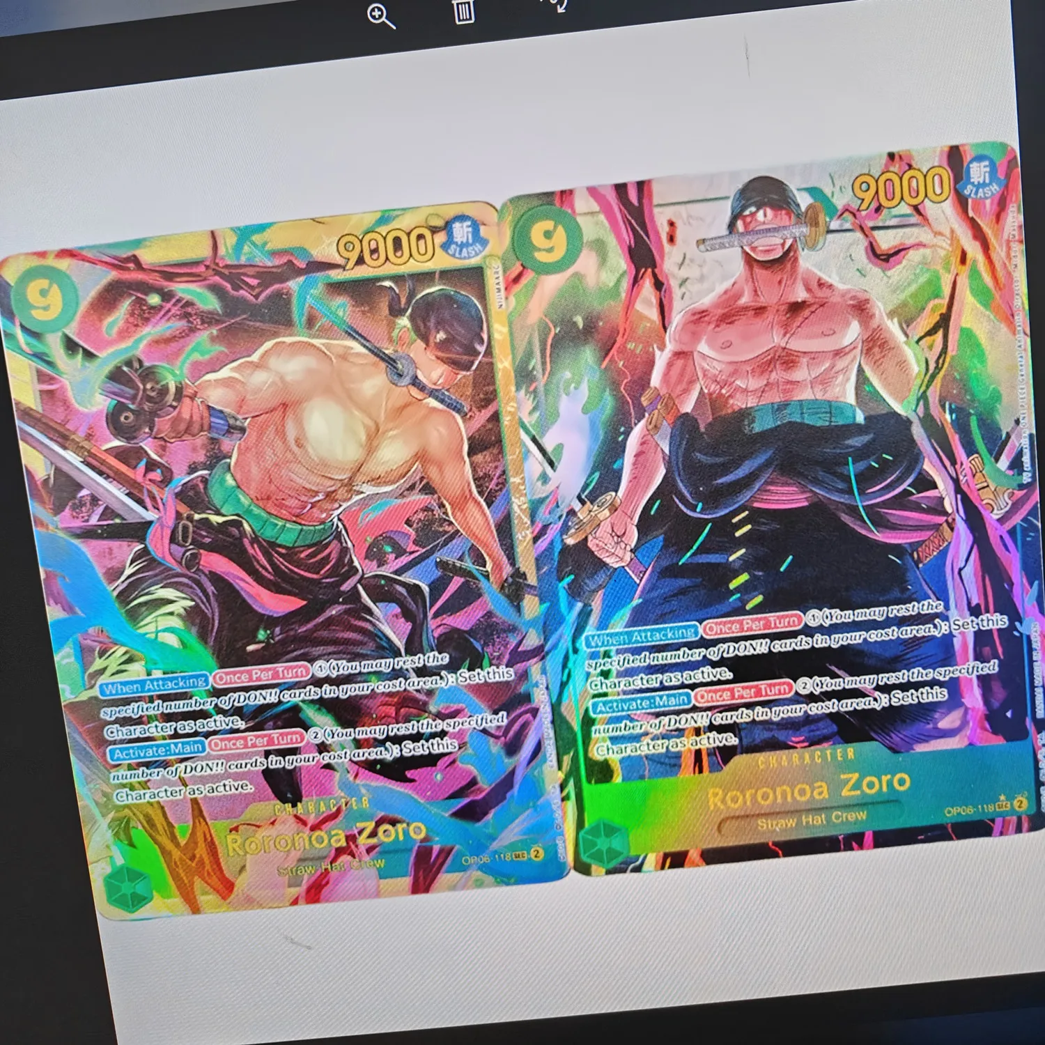 One Piece Proxy Card Holo Roronoa Zoro OP06-118 SEC Character English TCG Collection Anime Card