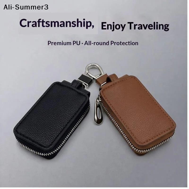【Au】【A11】 Women Men's Key Bag Wallet Keychain PU Leather Zipper Car Key Case Waist Hanging Housekeeper Keys Storage Coin Pouch
