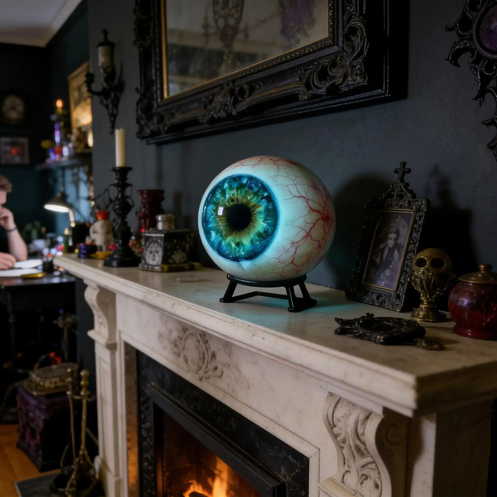 Scary Realistic Large Eyeball Lifelike Decorative Smooth Hyper-Realistic Eye Decor for Cabinet Table Centerpiece Bookshelf
