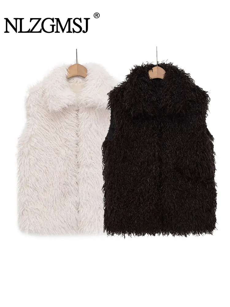 

Nlzgmsj зимние жилеты из искусственного меха для женщин, новые модные куртки без рукавов с кисточками, женский жилет, свободные теплые уличные топы Waiscoat