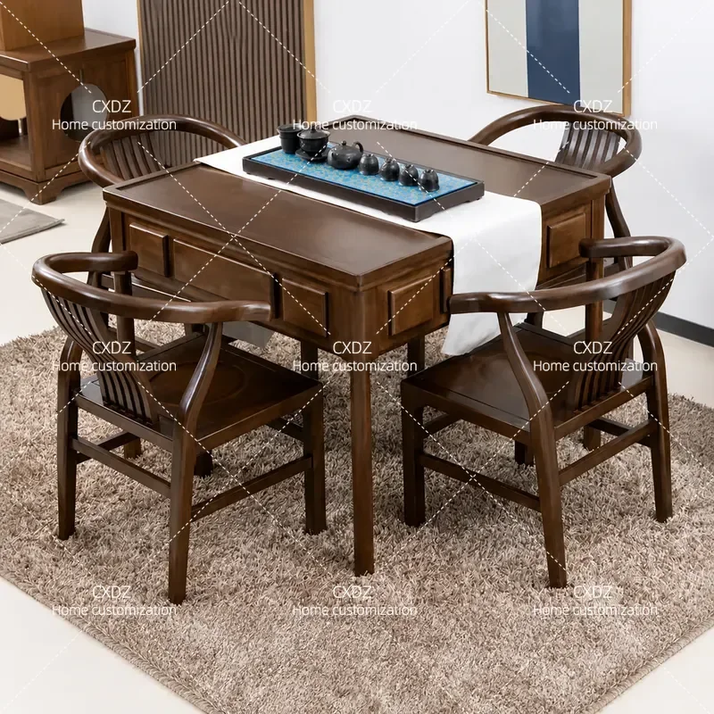 Electric Mahjong Table Silent Automatic Folding Chinese Mahjong Table with Tea Table Function Multifunctional Home Use for