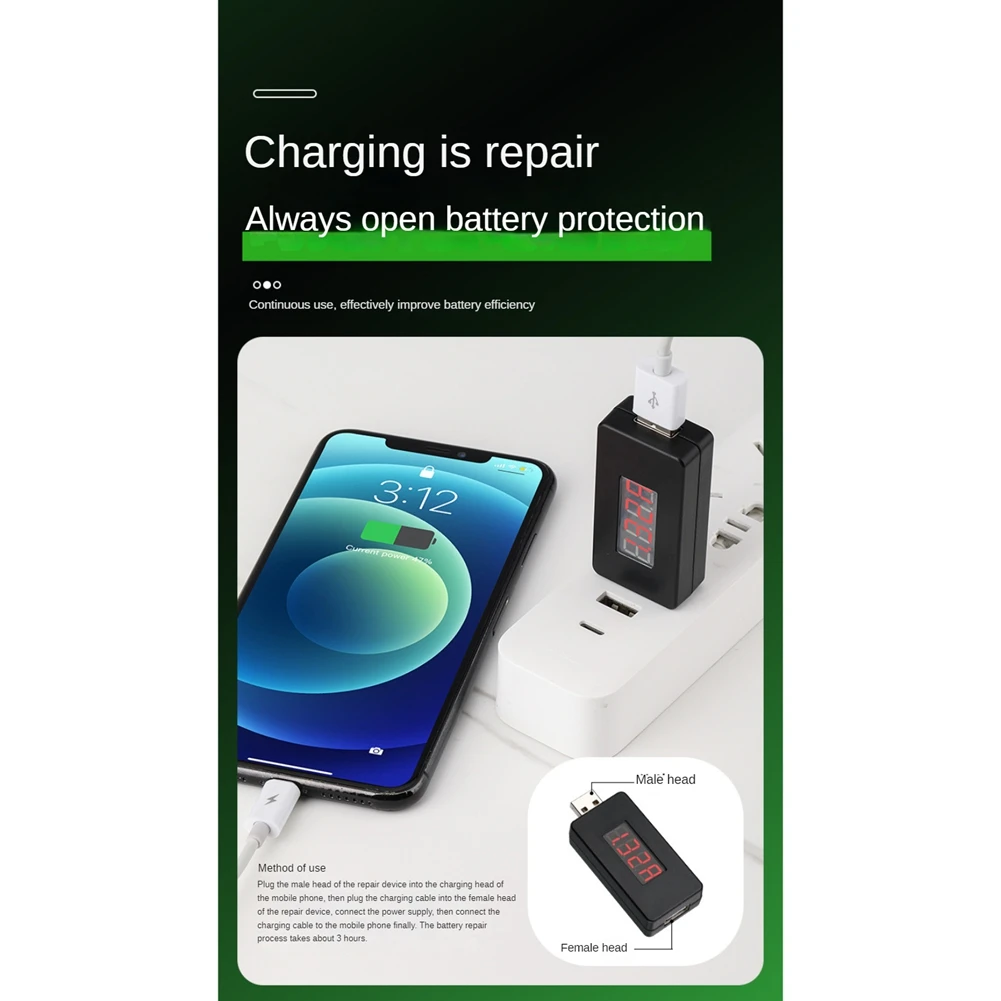 Réparateur de batterie de téléphone portable, protection contre les surcharges et les surcharges, détecteur de tension et de courant