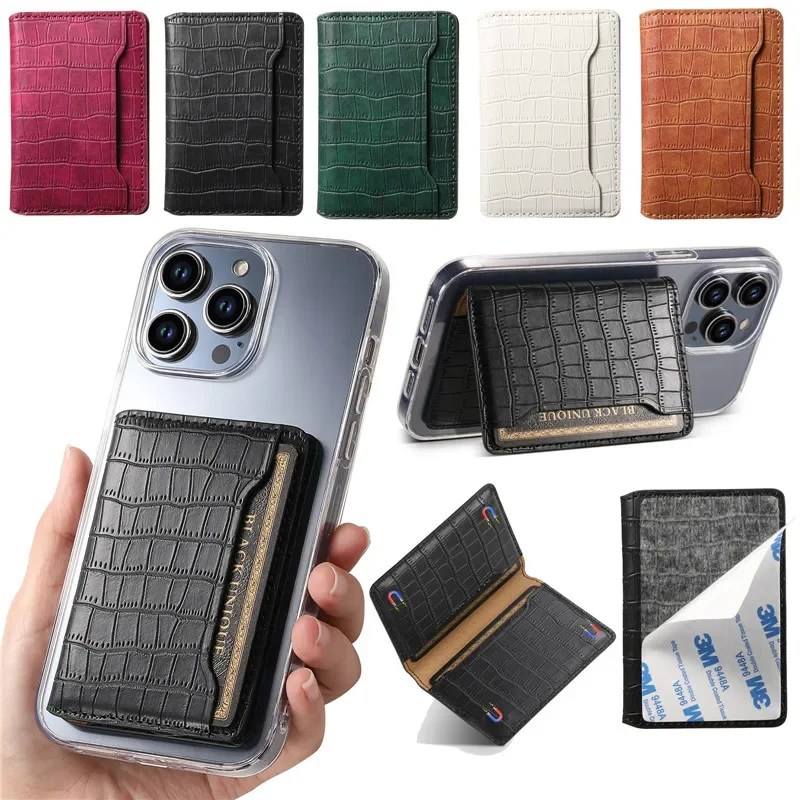 EUCAGR DIY Stick Leather Phone Back Bag For iPhone 15 14 13 12 Magnetic Cover For Sony Google Oneplus 11 VIVO OPPO MOTO Huawei