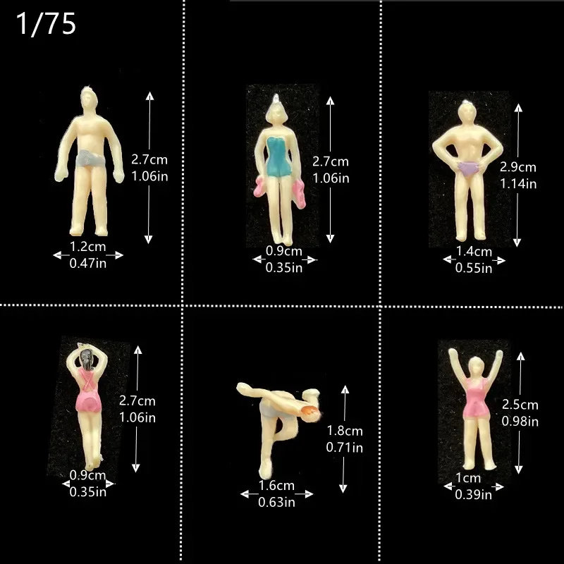 DIY zestaw klocków budowlanych miniaturowe pływanie mały człowiek zabawki wykonane ręcznie 1:50 1:87 1:100 1:150 diorama postaci architektonicznej