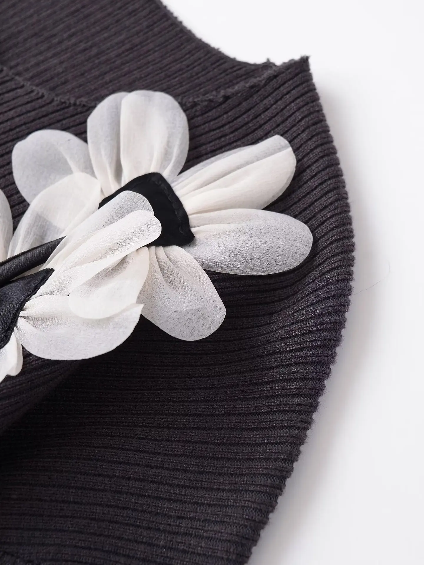 유럽 및 미국 2025년 신상 가을 메쉬 입체 꽃 장식 싱글 브레스티드 디자인 탑 스웨터 재킷