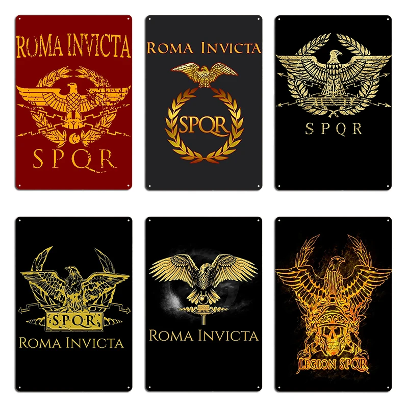 Spqr Roma Invicta Empire Metal Sign PaintingDesigns Cinema Wall Decor Wall Mural Spqr Roma Tin Sign Poster