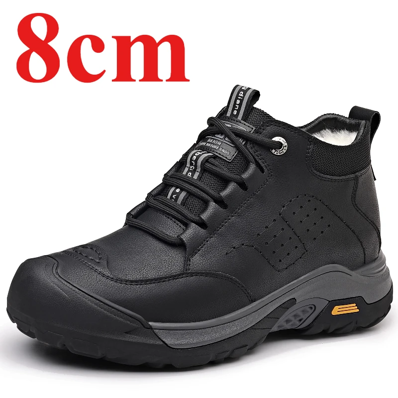 

Winter Wool Cotton Shoes for Men's 8cm Elevator Casual Non Slip Warm Dad's Daddy Shoes Thick and Plush Height-increasing Shoes