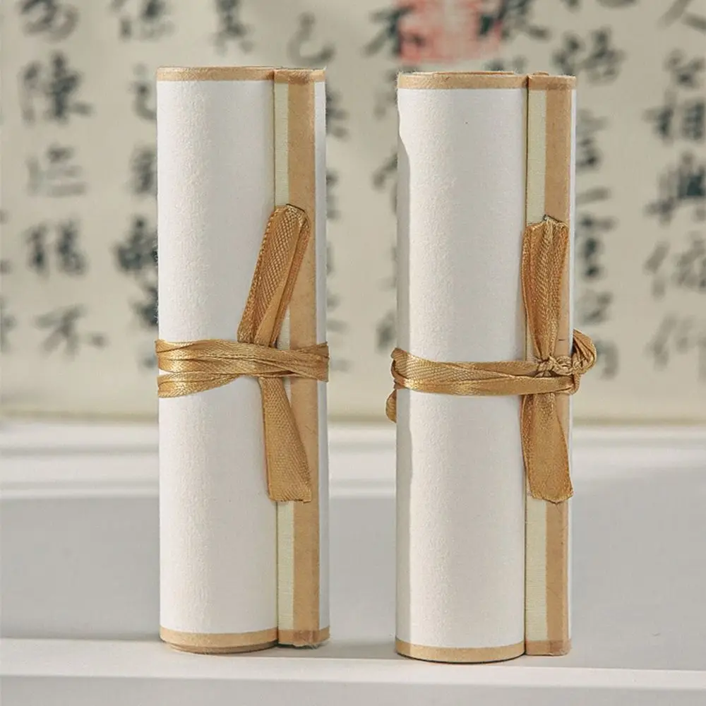 Painting Drawing Paper Vintage Rice Paper Scroll Self-made Gifts Blank Hanging Scroll Mini Blank Trumpet Scroll Chinese Style