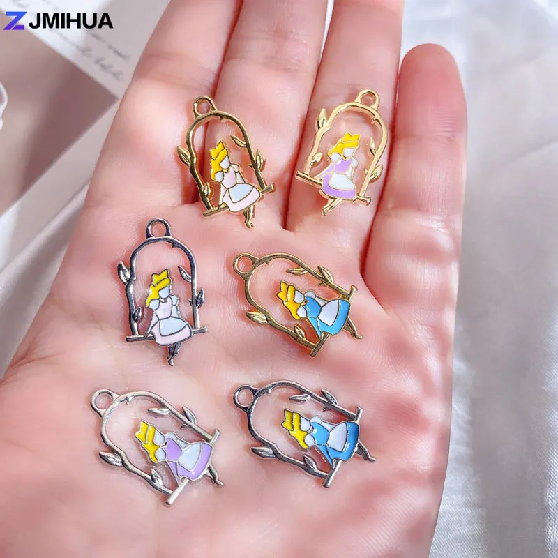 15pcs Enamel Charms Girl Princess Pendants Charms For Jewelry Making Supplies DIY Handmade Women Earrings Bracelets Accessories