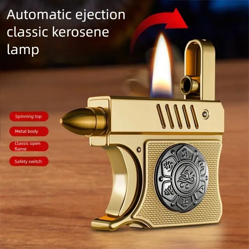 

Brand New Upgraded Automatic Ejection Kerosine Lighter, High-end Creative Metal Body Retro Customized Gift