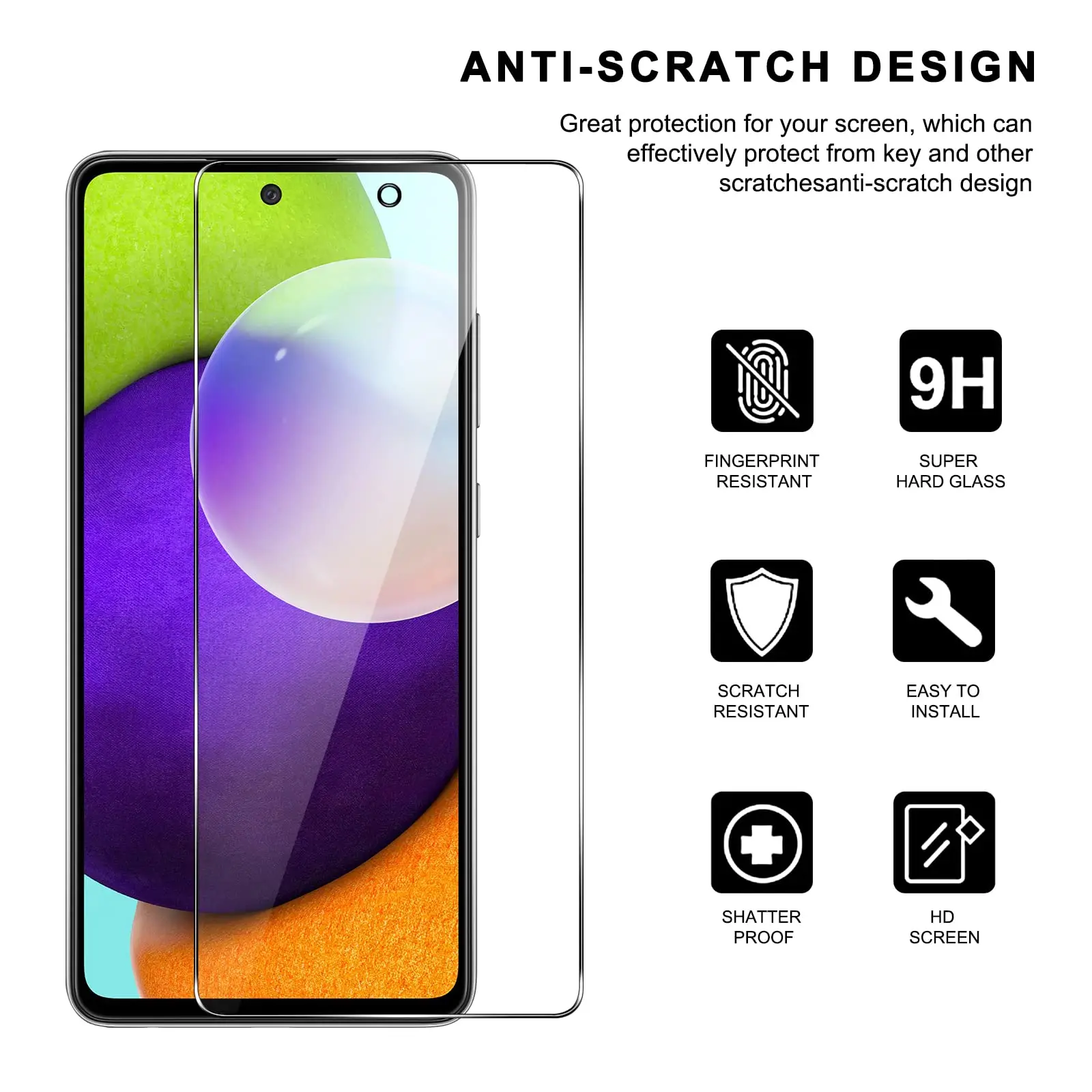 For Samsung Galaxy A52 6.5 inch Screen Protector Tempered Glass Crystal Mica 9H Protective HD Clear Transparent Anti Scratch