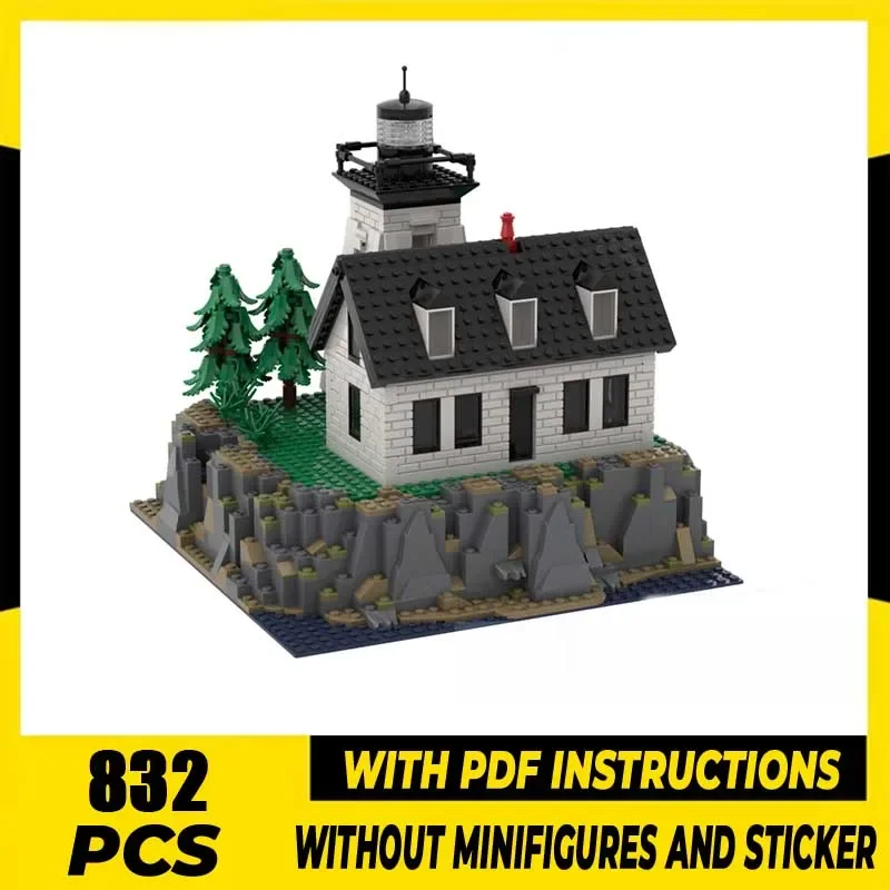 

City Street View Moc Building Blocks Indian Island Lighthouse Model Technology Brick DIY Assembly Construction Holiday Toy