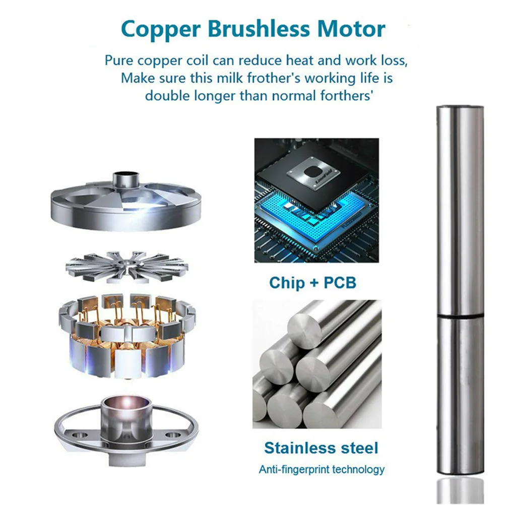 

Electric Milk Frother H held USB Coffee Mixer Adjustable Blender Foamer Stainless Steel Low Noise Three Layer Spring Two Gear