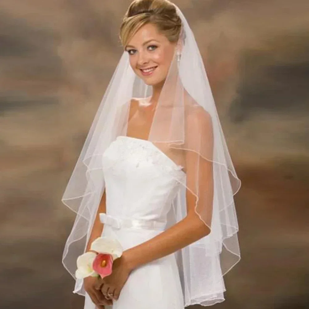 Vestidos Elegant Wedding Accessories Tulle Illusion Comb Two Layer White Lvory Bridal Veils Fashion