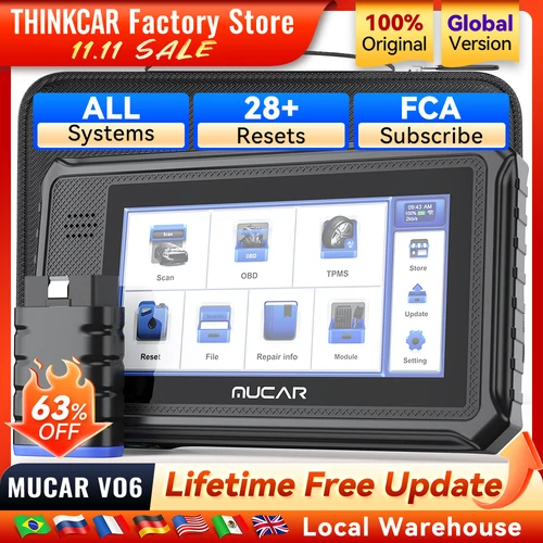 MUCAR VO6, las mejores herramientas de diagnóstico de coche profesionales, sistema completo, escáner Obd2 automotriz, diagnóstico automático OBD, 28 reinicio, sin vida útil
