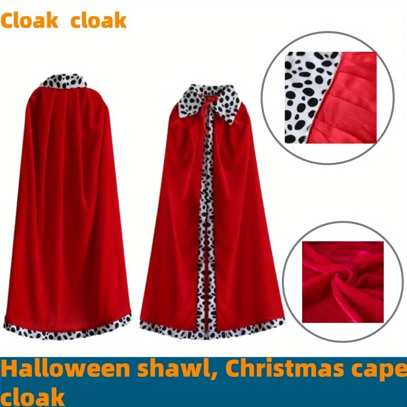 مجموعة إكسسوارات لعب الأدوار باللون الأحمر للهالوين للبالغين، رداء الملك، عباءة مخملية لحفلات أعياد الميلاد