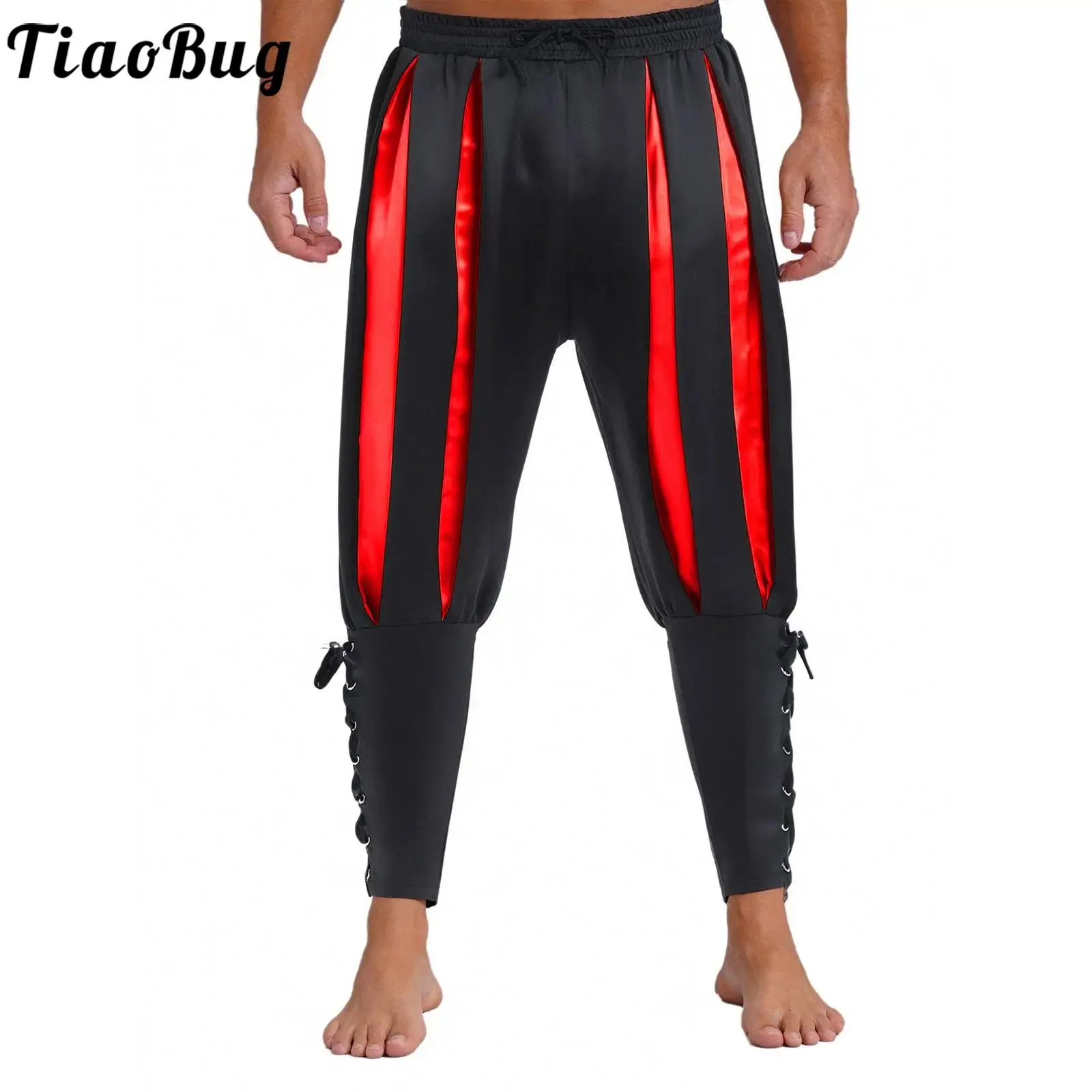 

Mens Viking Navigator Pirate Harem Pants for Halloween Cosplay Costume Elastic Waist Ankle Banded Trousers Renaissance Dress Up