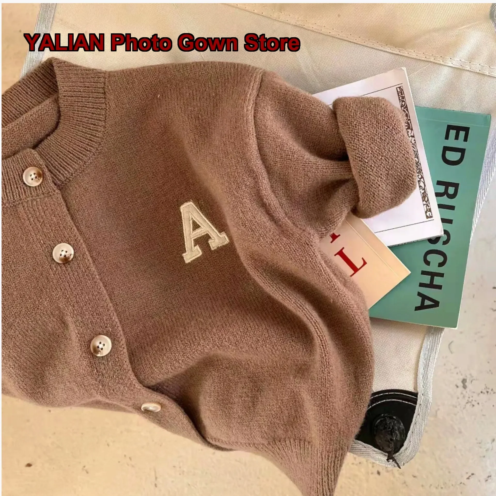 Kids Cardigan 2024 Boys Girls Knit Top Baby Letter Print Korean Style Long Sleeves Toddler 2