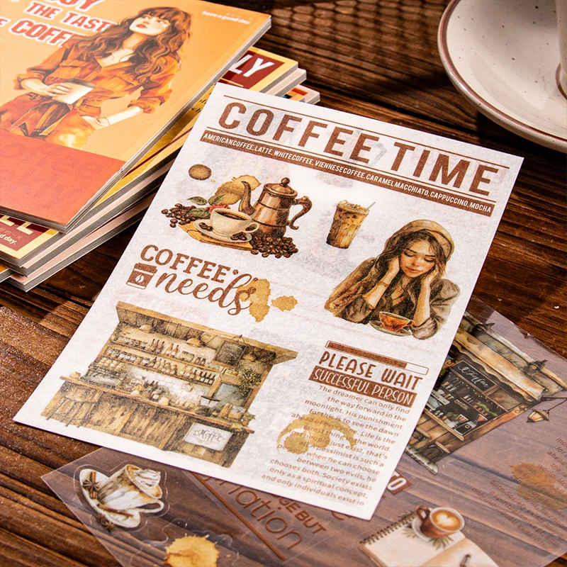 4PCS/LOT Coffee Weekly series cute lovely retro decorative sticker