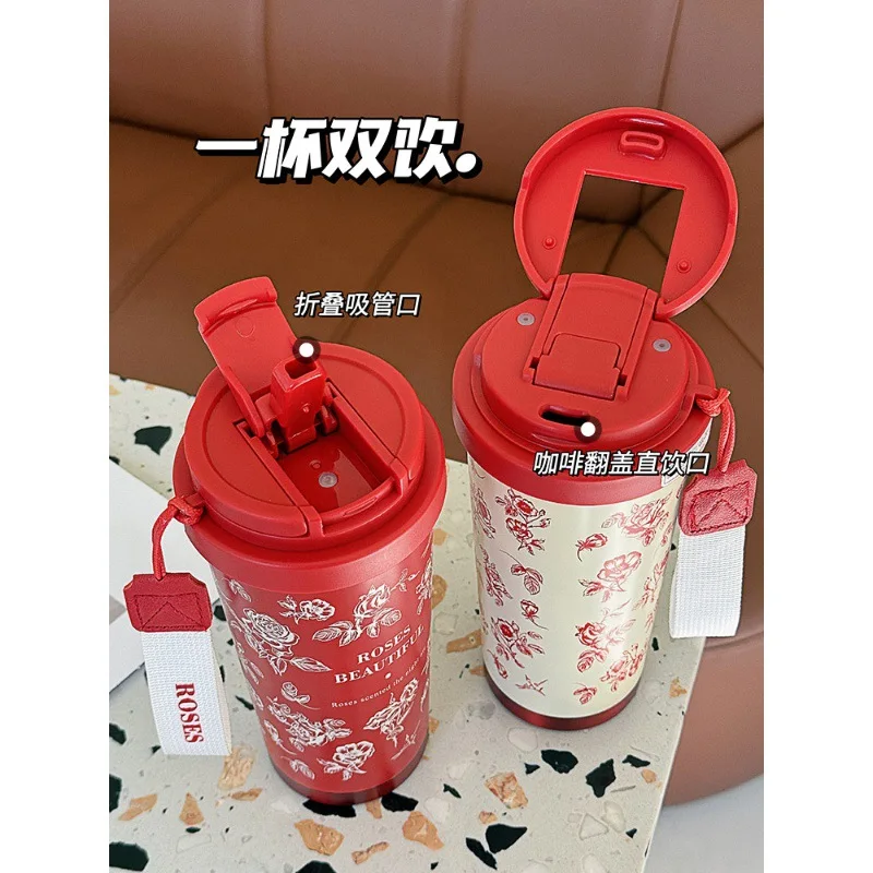 316 Ceramic Inner Insulation Cup Women's Coffee Accompanying  Men's Portable Tea Making Straw  Car mounted Water