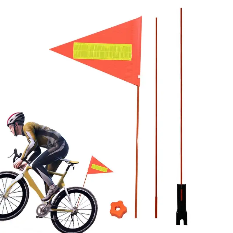 Bike Safety Flag Go Cart Water Resistant Safety Flag With Poles Children Bike Reusable Safety Flag For UTV Trailer Kayaking