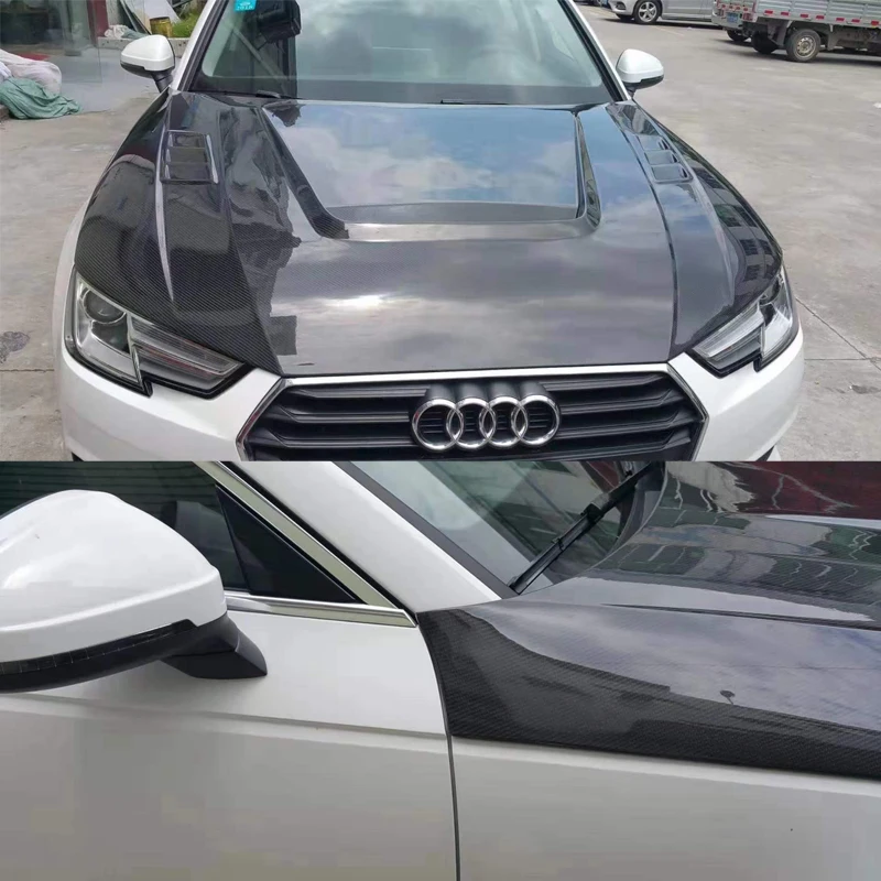 A4 B9 غطاء محرك السيارة عالي الجودة من ألياف الكربون لأودي A4 B9 2016-2020 #5