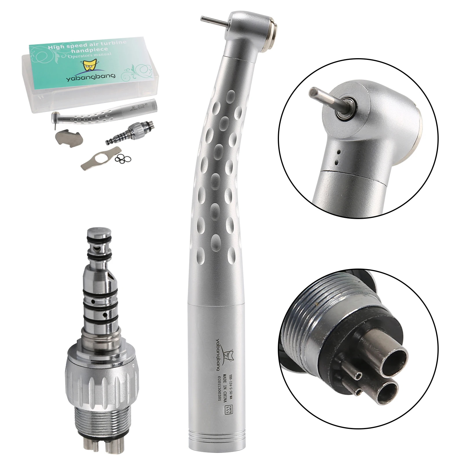 YABANGBANG Dental high speed handpiece 4 Hole Single Water Spring Standard Head With 4 Hole Quick Coupler Fit KAVO style