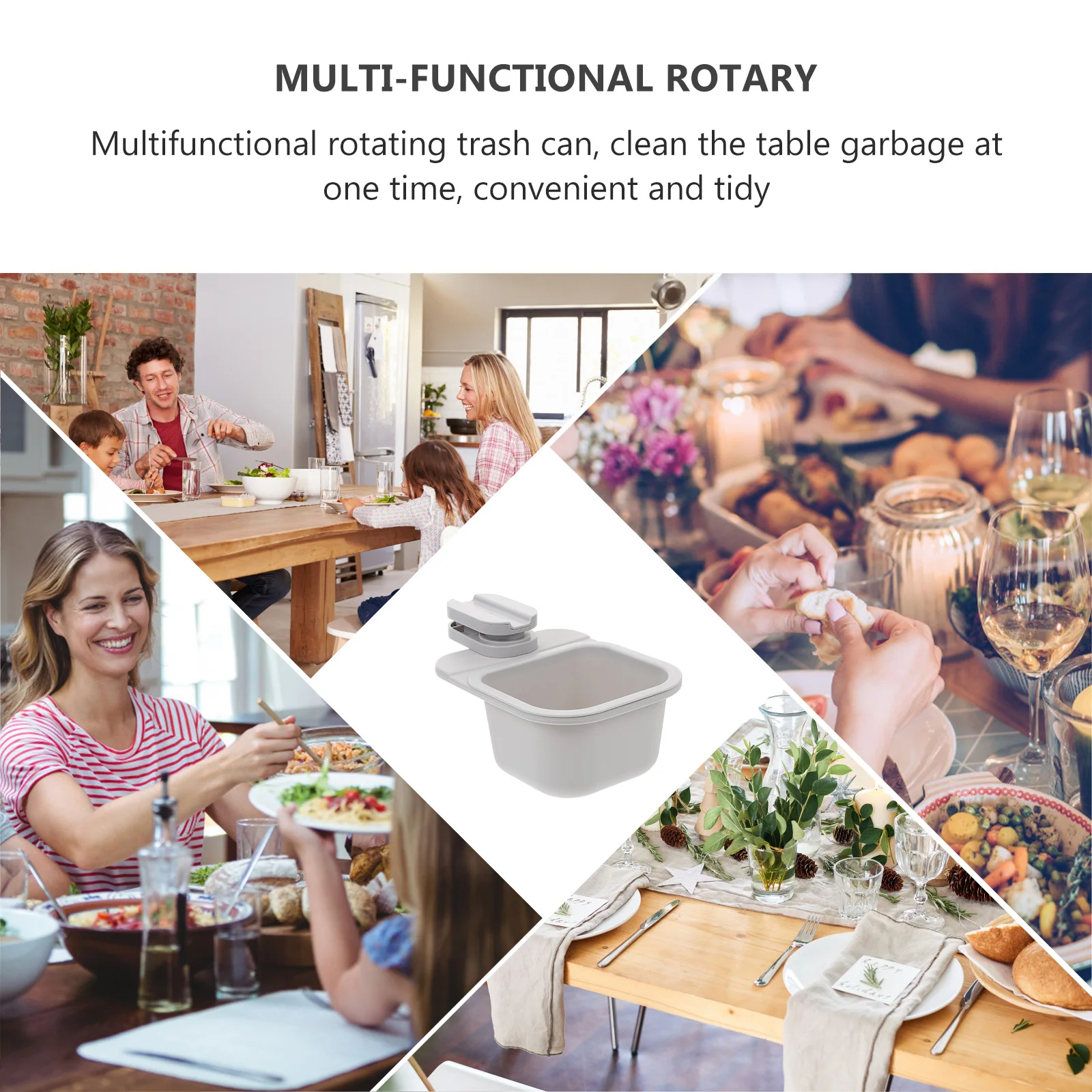 

1pc Rotating Trash Bin Abs Clipping Design For Kitchen Bathroom Office Desk Sundry Storage Box Table Waste Container