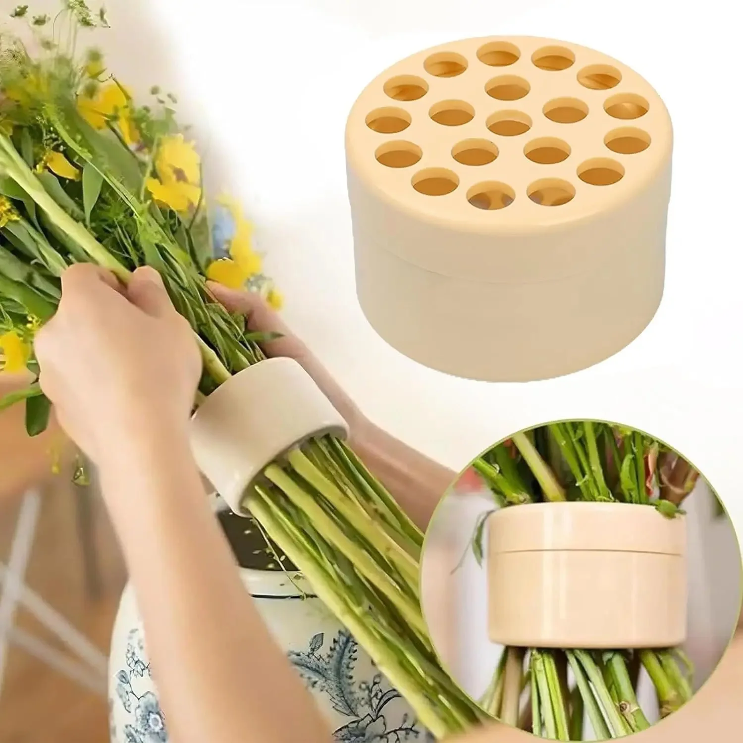 Four-color in-stock flower stem insertion tools for large and small flowers, reusable bouquet holders, spiral flower stem frames