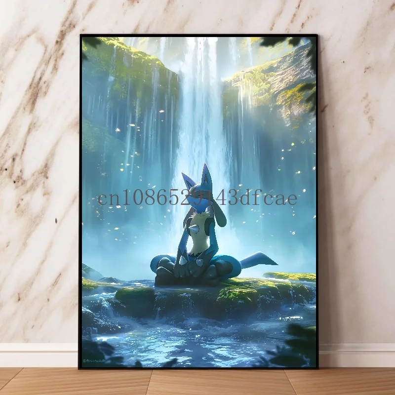 Pokemon Classic HD Canvas Painting Anime Figures Lucario Poster
