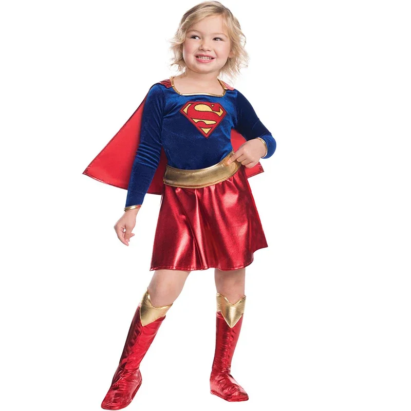 American Girl Hero Fancy Dress Up Supergirls Costume For Kids Halloween Purim Cosplay