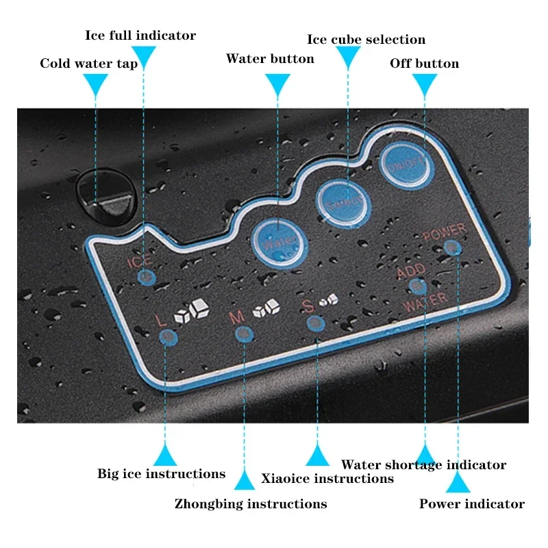 25 كجم التجارية عالية الجودة آلة صنع الثلج الإنجليزية لوحة المنزلية آيس كيوب صانع الشاي الحليب متجر التلقائي مدخل المياه