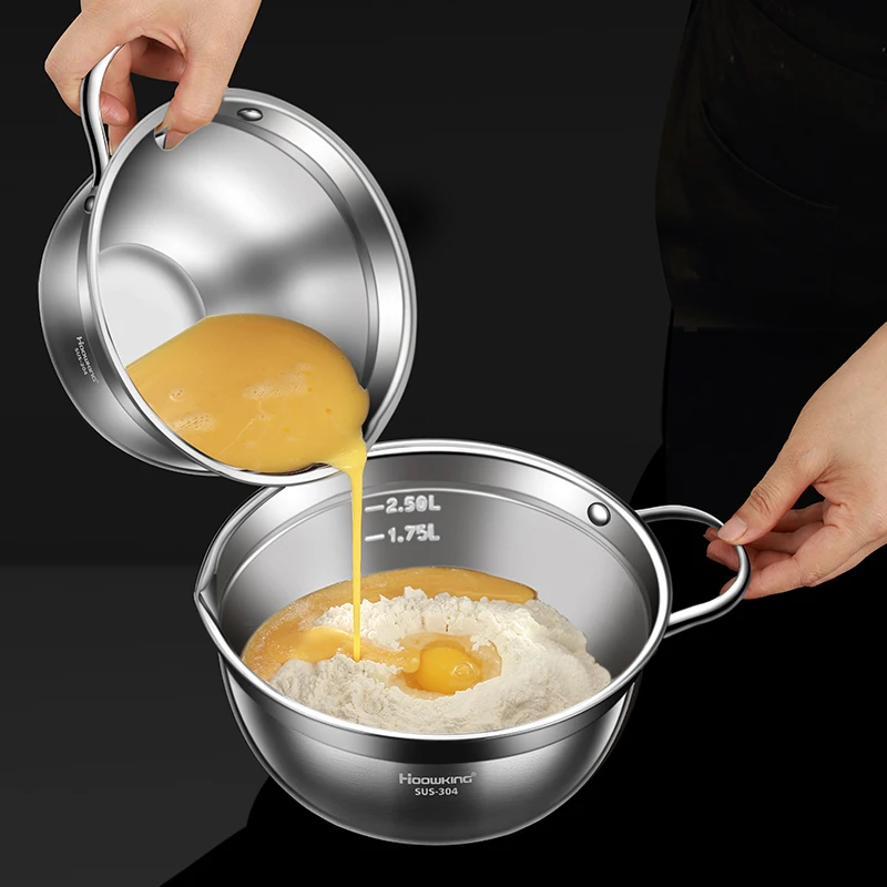 

1pc Mixing bowl stainless steel Serving bowl Ramens bowl Whisk eggs or flour kitchen tableware Salad bowl Handheld cooking bowl