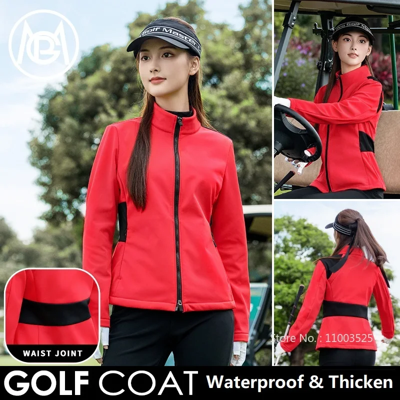 

PGM Golf Women's Windbreaker Coat Waterproof Winter Thicken Golf Jacket Ladies Warm Velvet Sports Outercoat Slim Leisure Top