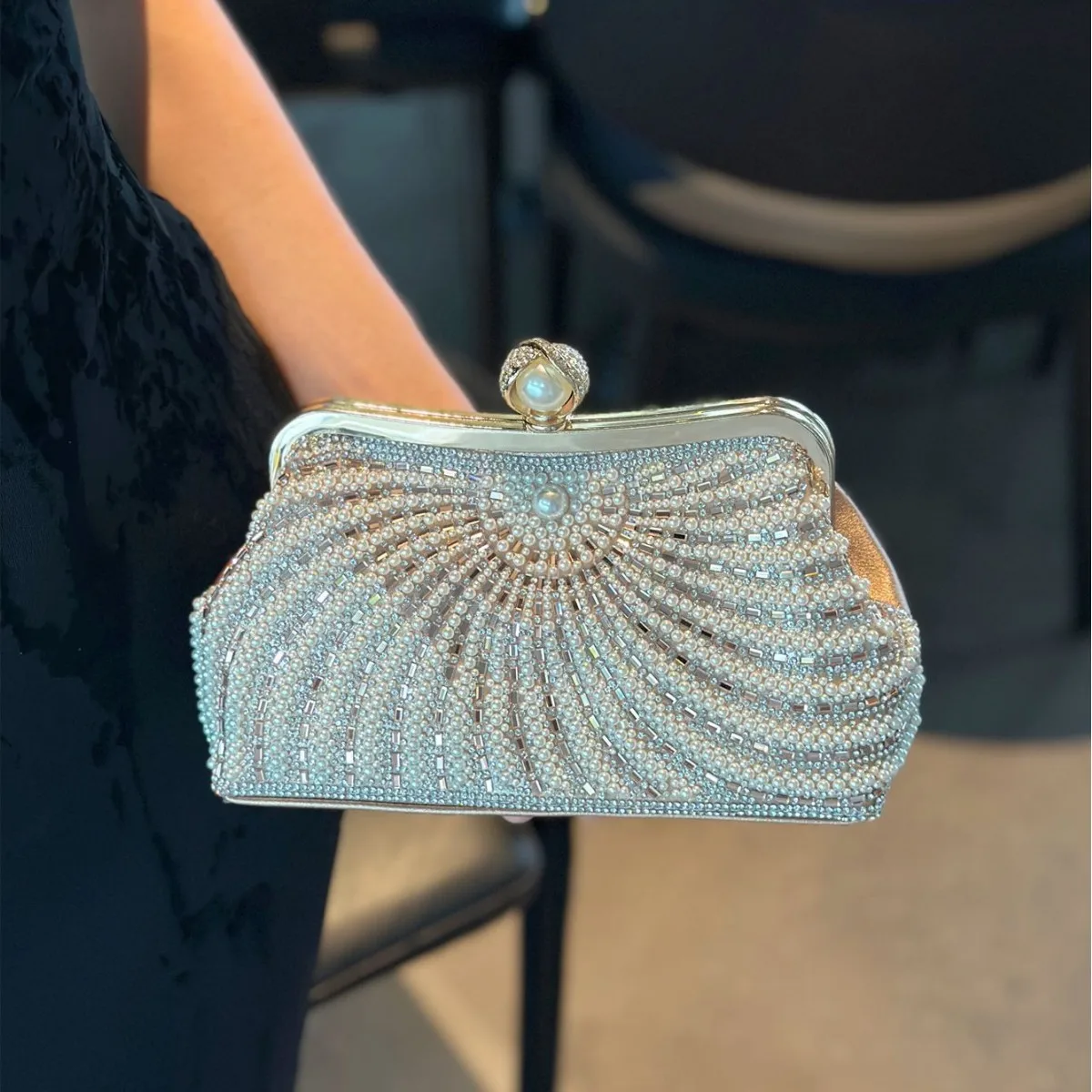 حقيبة عشاء لؤلؤية مع حقيبة متخصصة للنساء حقيبة يد شيونغسام فستان بمزاج المشاهير حقيبة مربعة صغيرة محمولة #5
