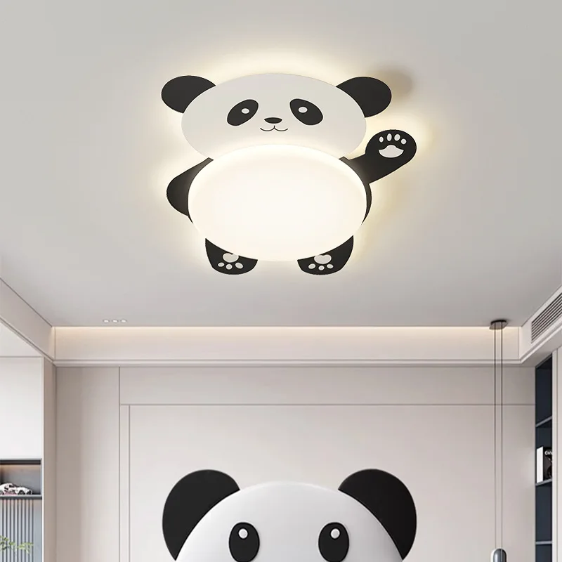 

Children's Room Cute Panda Ceiling Lamps Boy Bedroom Lamp Minimalist Modern Baby Room Nursery Ceiling Lights Panda Pattern Light