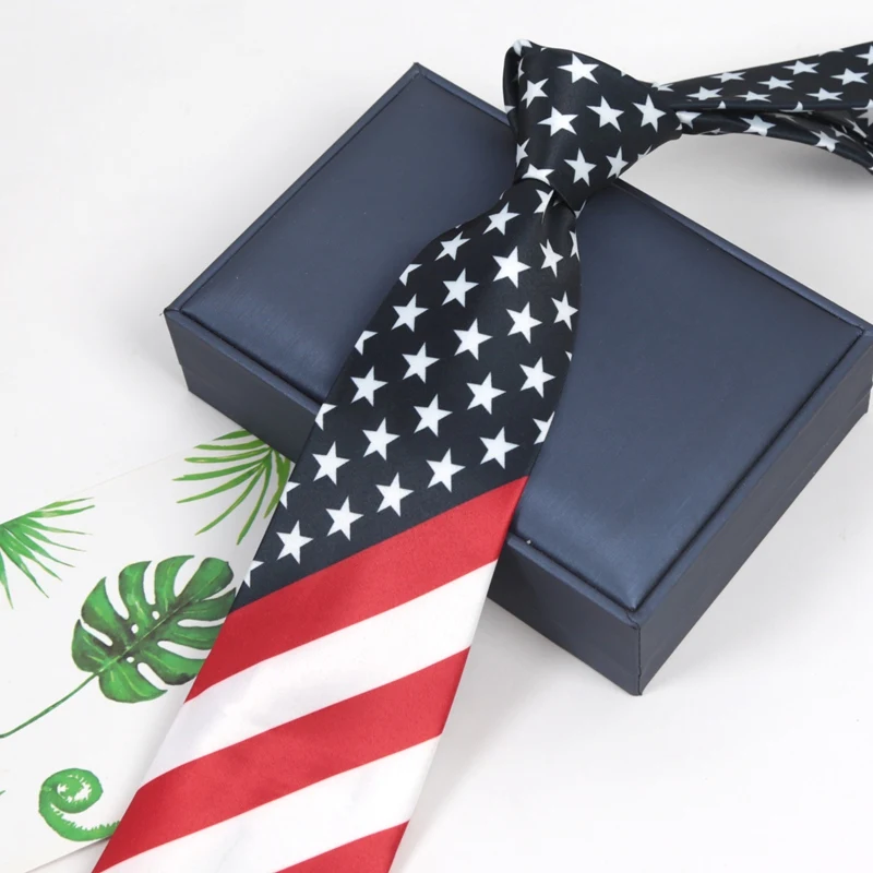 Sternförmige gestreifte amerikanische/USA-Krawatte aus Dacron mit Flaggenmotiv, Unisex-Krawatte für Erwachsene, für Partys, Auftritte, Business, Urlaub, Accessoires – Detail 6