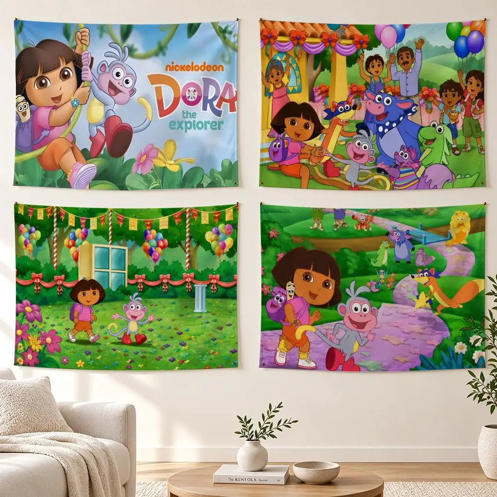 D-Dora the Cartoon E-Explor-er Flags Banner For Bedroom Outdoor Living Room Restaurant Bar Wall Decor Party