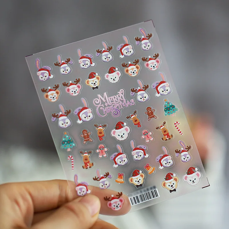 

1PCS 5D Embossed Disney Christmas Nail Stickers Cartoon Mickey Mouse Nail Supplies Nail Decal Princess Frozen Stickers For Nails