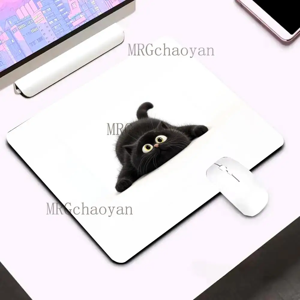 

Black cat Small Mouse Pad Kawaii Office Carpet Mousepad Gaming Desk Compuradora Mat Anime Rug Notebooks Mat Rug Aesthetic