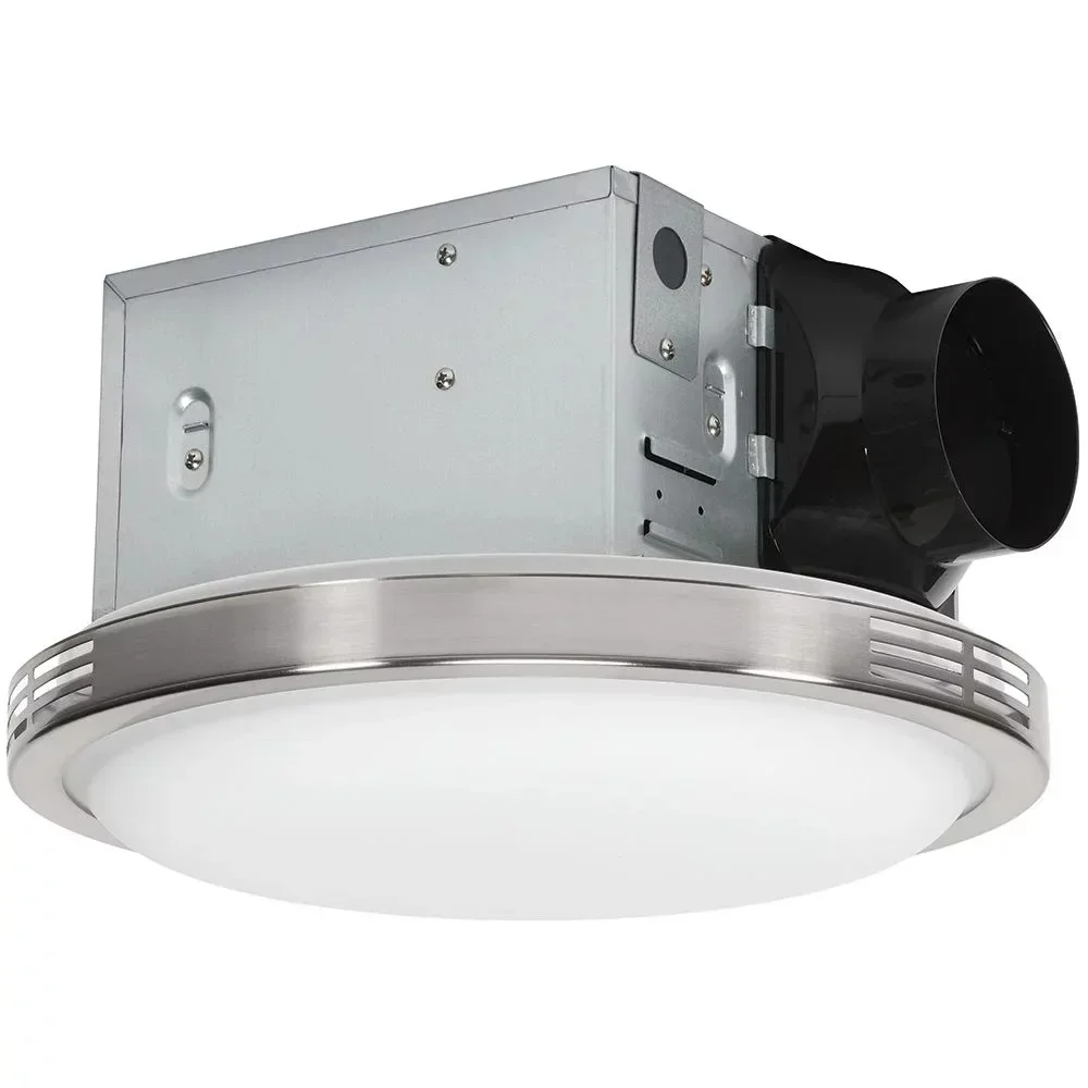 

100 CFM Bathroom Ventilation Exhaust Fan with Decorative LED Light in Brushed Nickel Trim