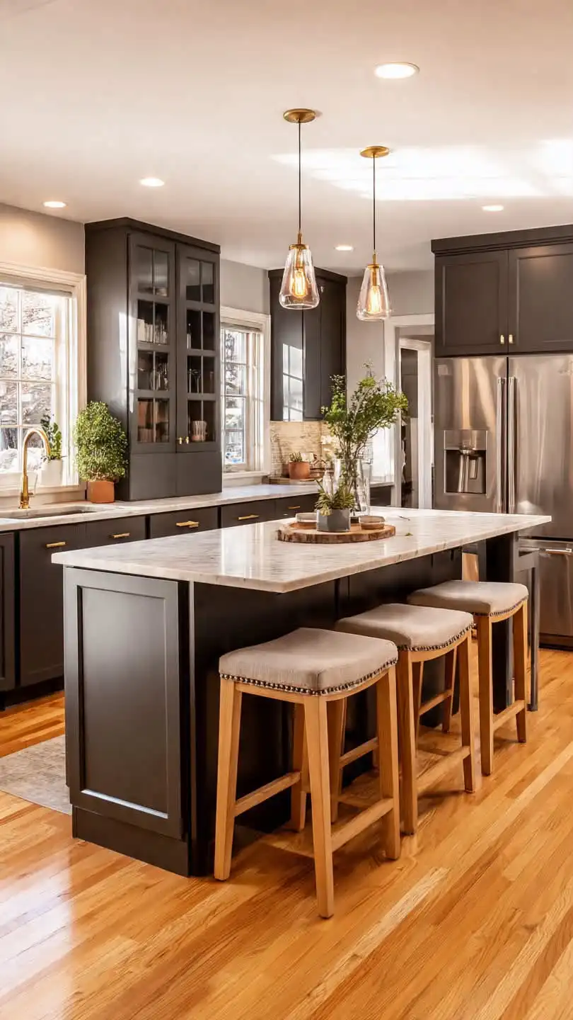Country Gray Solid Wood Cabinet Vintage Style Storage Furniture for Kitchen Living Room Bedroom